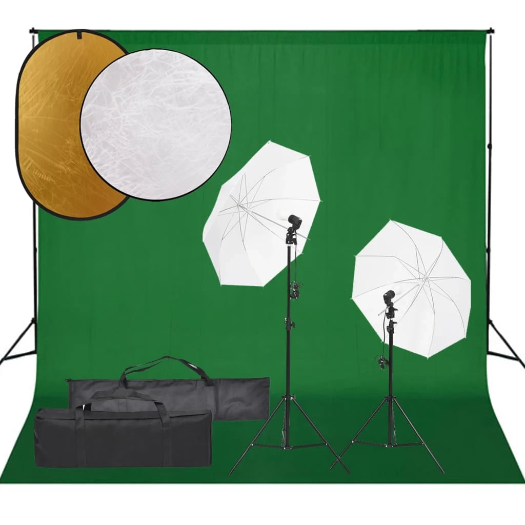 Kit per studio fotografico con illuminazione fondale e riflettore nero 02_0042481