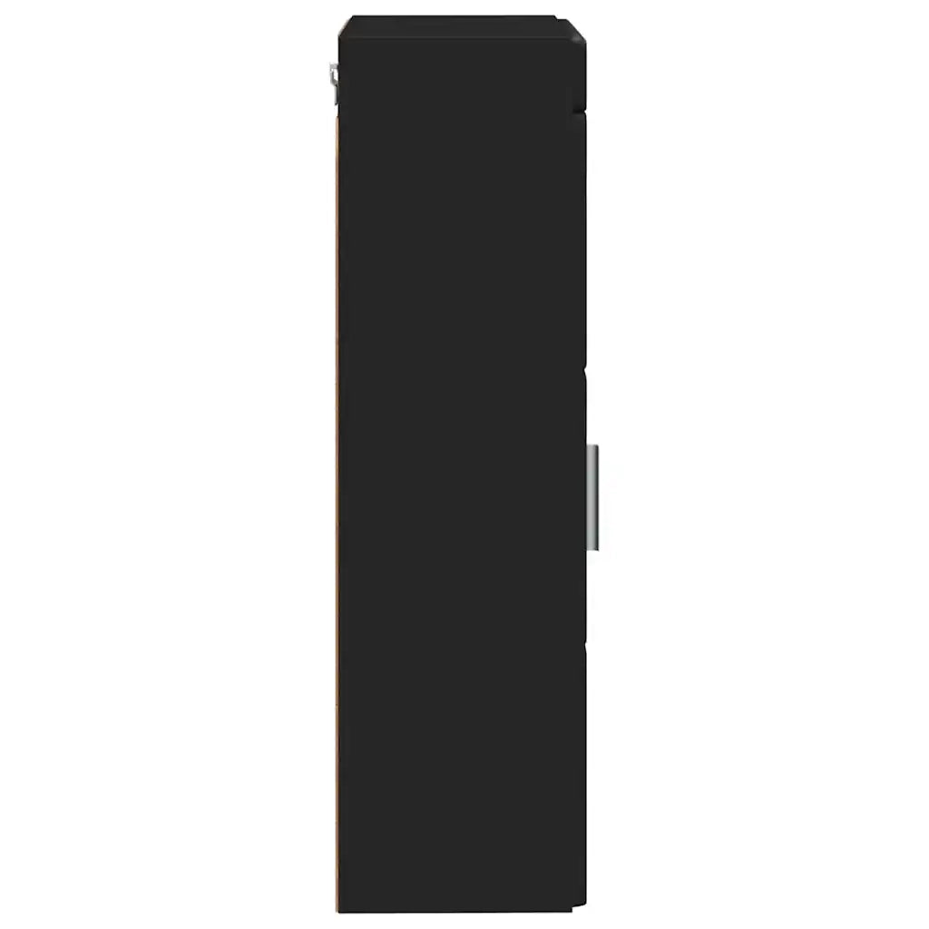 Armadio da Bagno | Mobile da Bagno a muro con porta TULUM Nero 37 x 24,5 x 86 cm