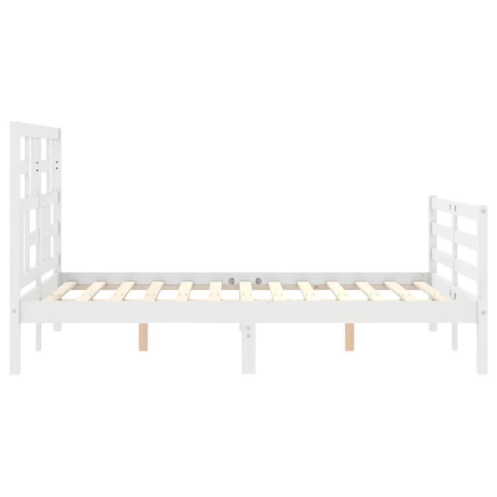 Giroletto con Testiera-Struttura Letto con testiera Bianco 140x200 cm in Legno Massello 734385