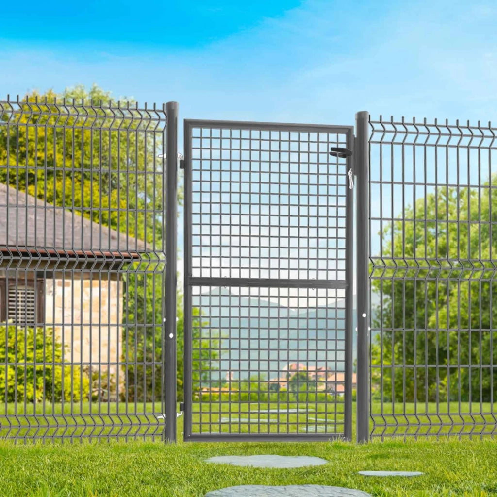 IDMarket - Cancelletto da giardino 105 x 150 cm in acciaio grigio antracite con serratura e maniglia