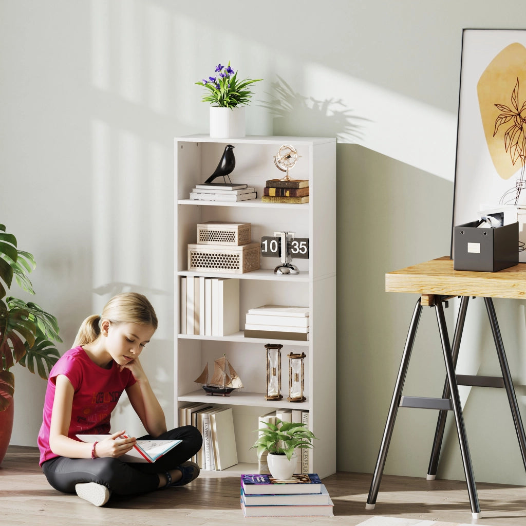 Libreria con 3 Ripiani Aggiustabili ¨C zephmum ¨C 60x24x133,5 cm Bianco