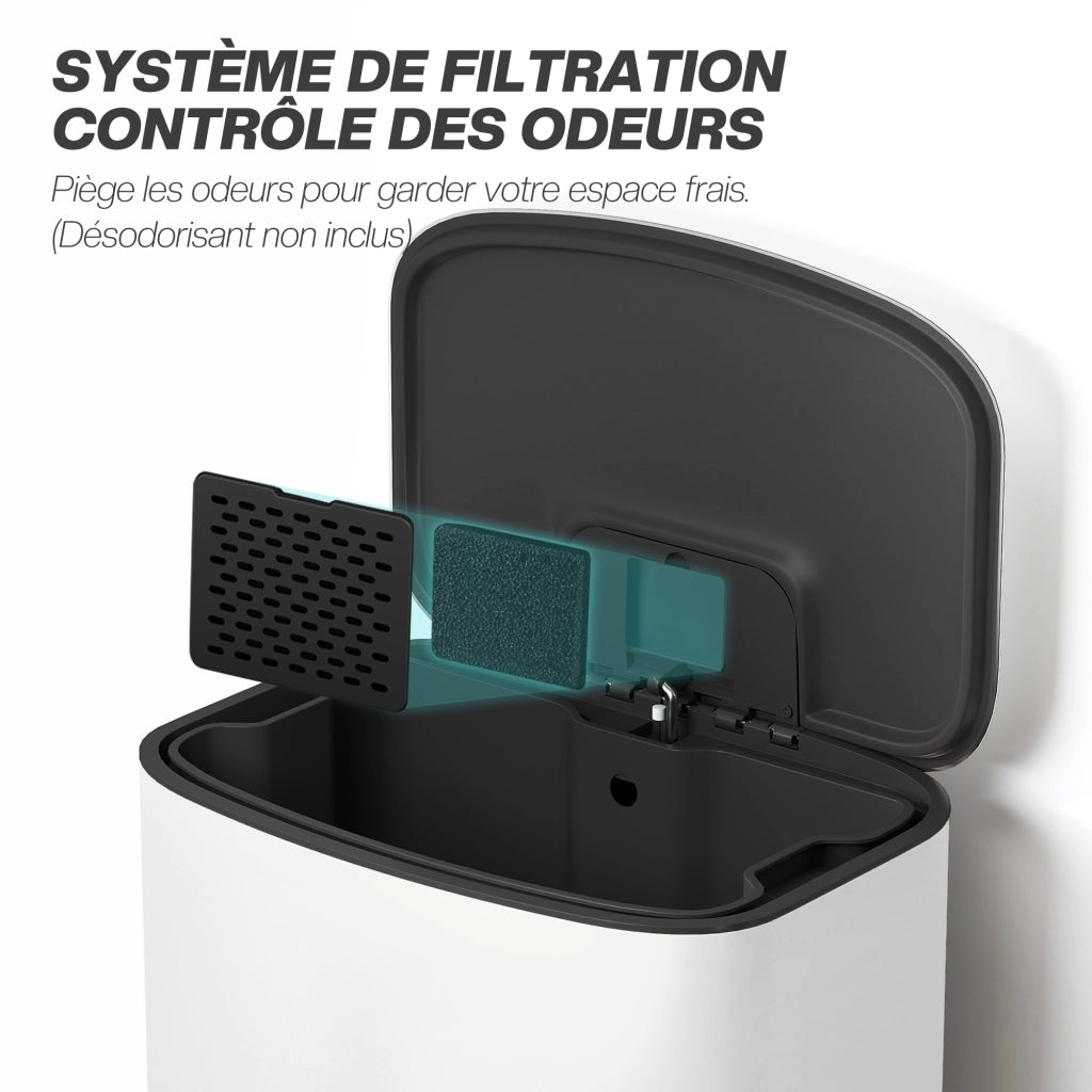 Cestino 50L con pedaliera ¨C zephmum ¨C crema 45.1x36.5x62.6cm