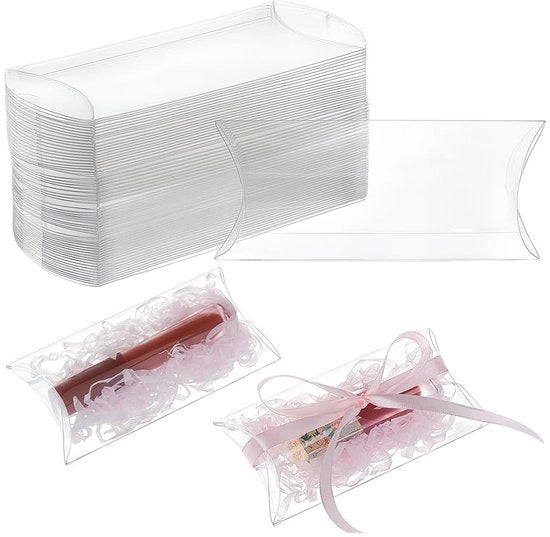 Scatola di Regalo Transparente - 60 Unità - 11,5x6,4x2,4cm - Con Pellicola Protettiva Inclusa