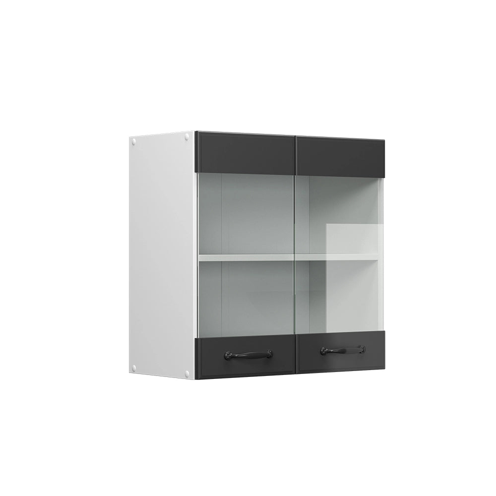 Mobile da cucina in vetro R-Line Antracite rustico/Bianco 60 cm Vicco
