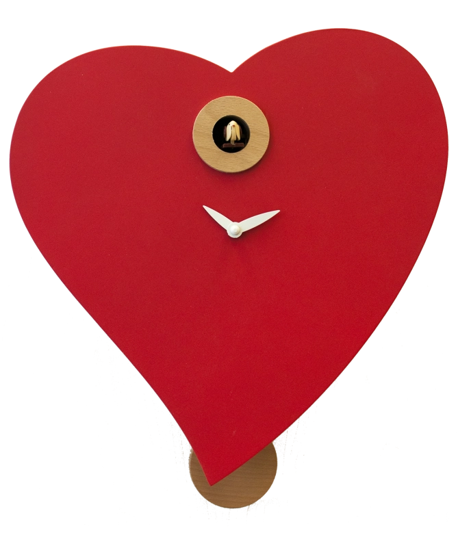 Orologio con cucù Cuore Made in Italy - rosso