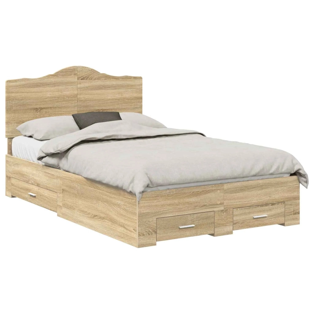 Struttura del letto con testiera Rovere Sonoma 135 x 190 cm 3413614