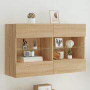 Mobile TV a Parete con Luci LED-Mobile TV a Muro Rovere Sonoma 98,5x30x60,5 cm