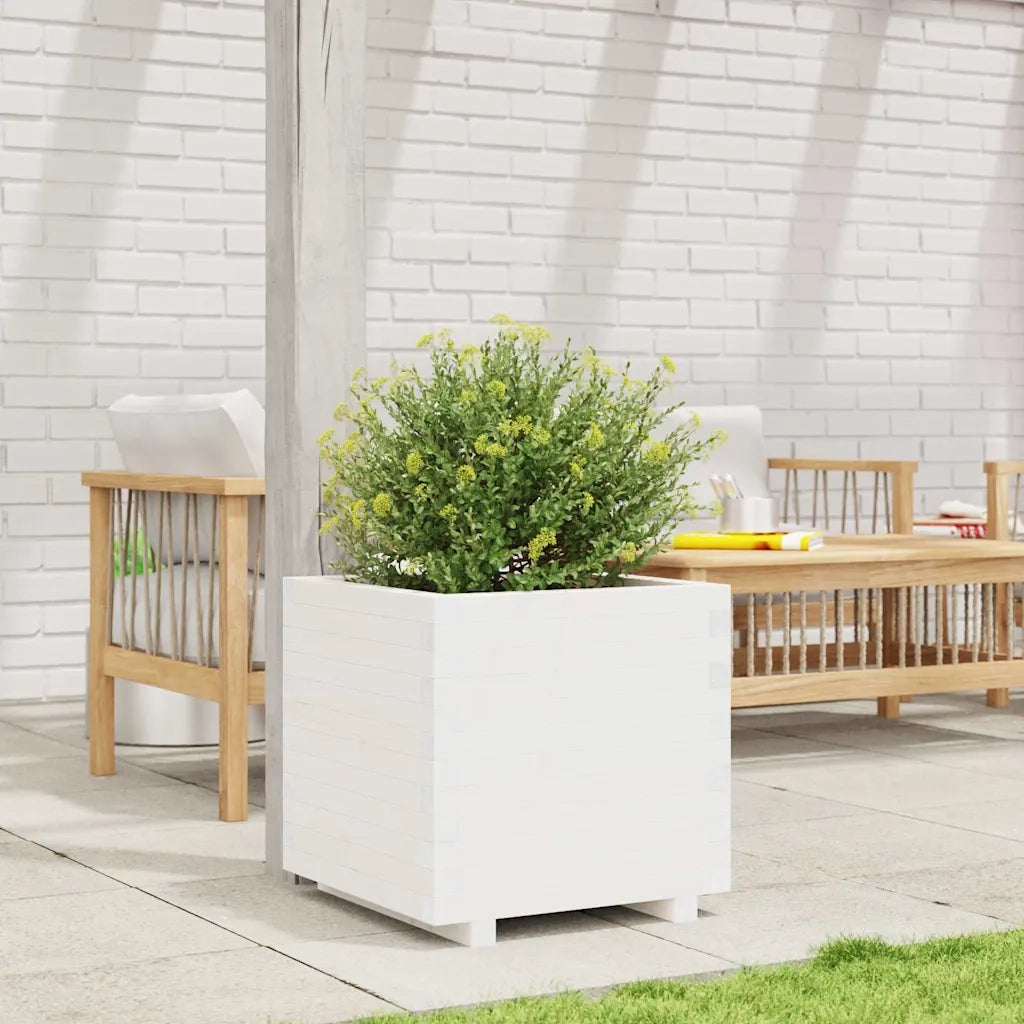 Fioriera da Giardino Bianca 50x50x49,5cm Legno Massello di Pino 847354