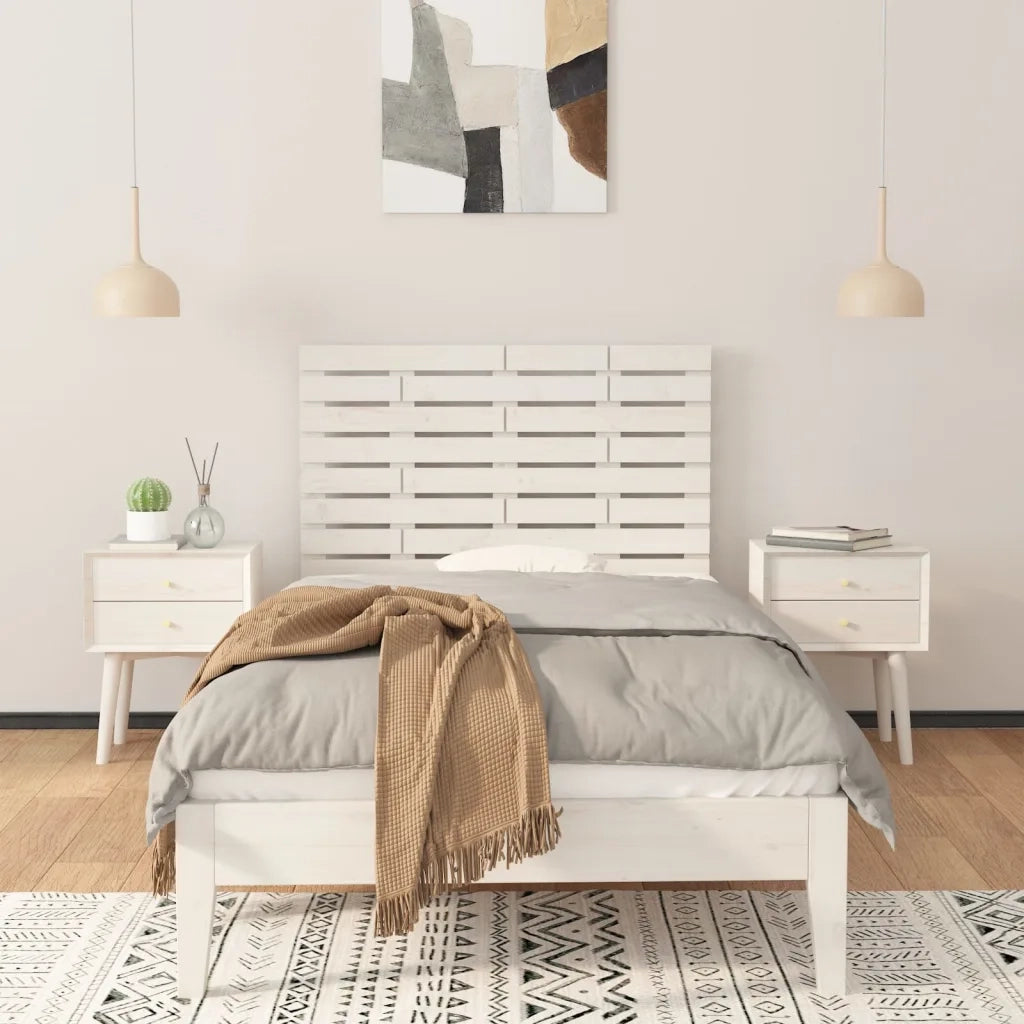 Testiera da Parete Bianca 96x3x63 cm in Legno Massello di Pino