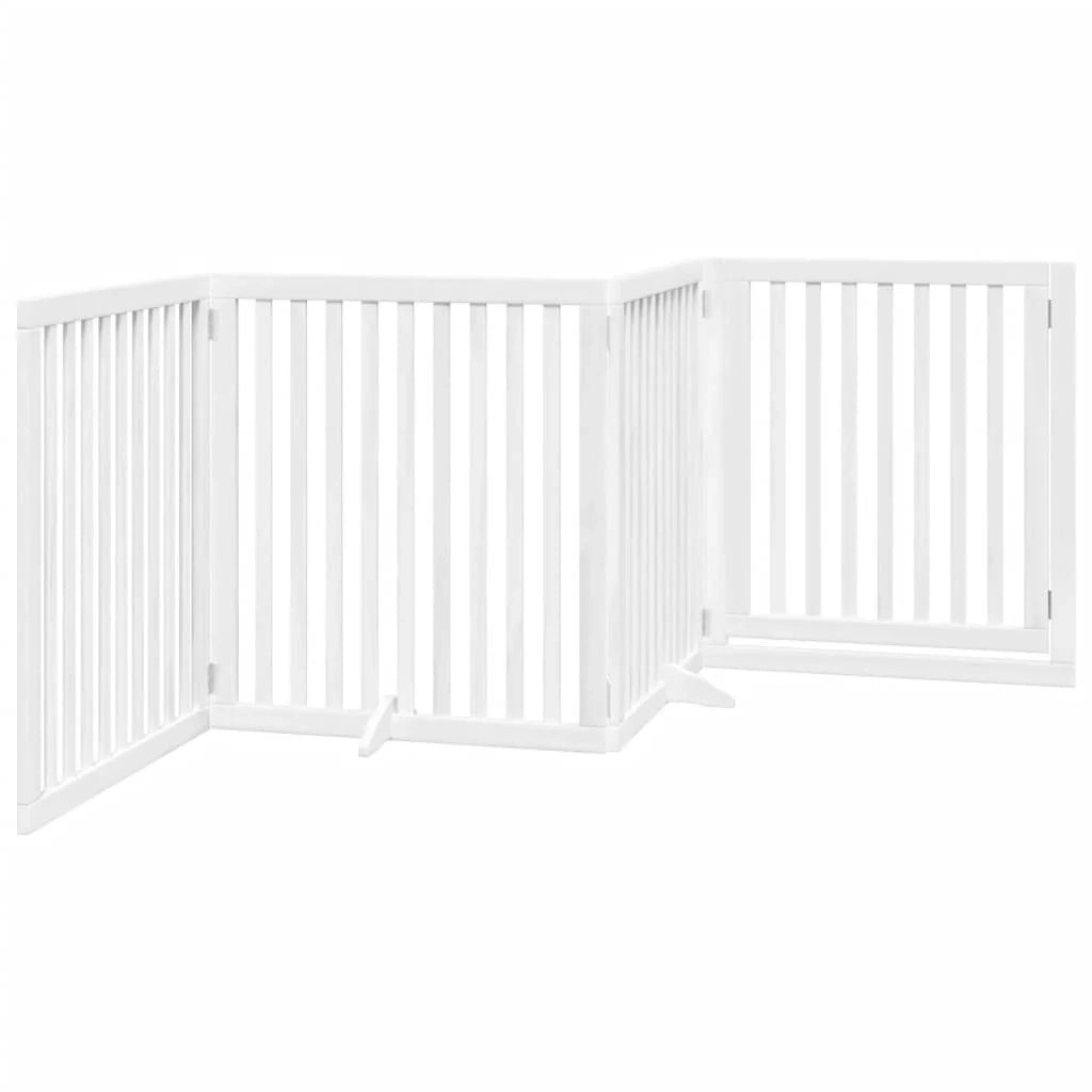 Cancelletto e porta di sicurezza per animali domestici 4 pannelli legno di pioppo bianco 02_0023347