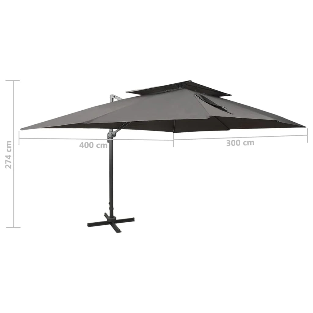 Ombrellone a braccio doppio antracite 400 x 300 cm 02_0008565