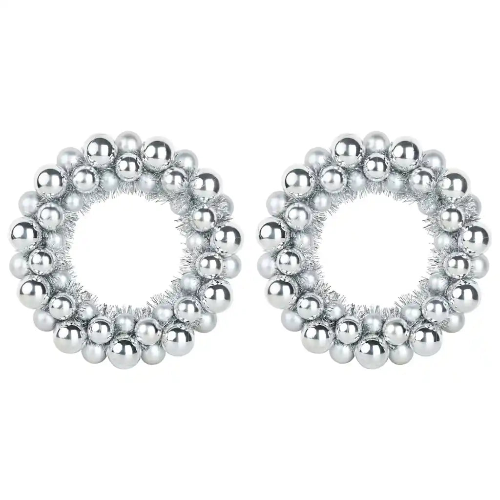 Corone di Palline di Natale 2 pz Argento 33 x 33 x 7 cm CFW9929844