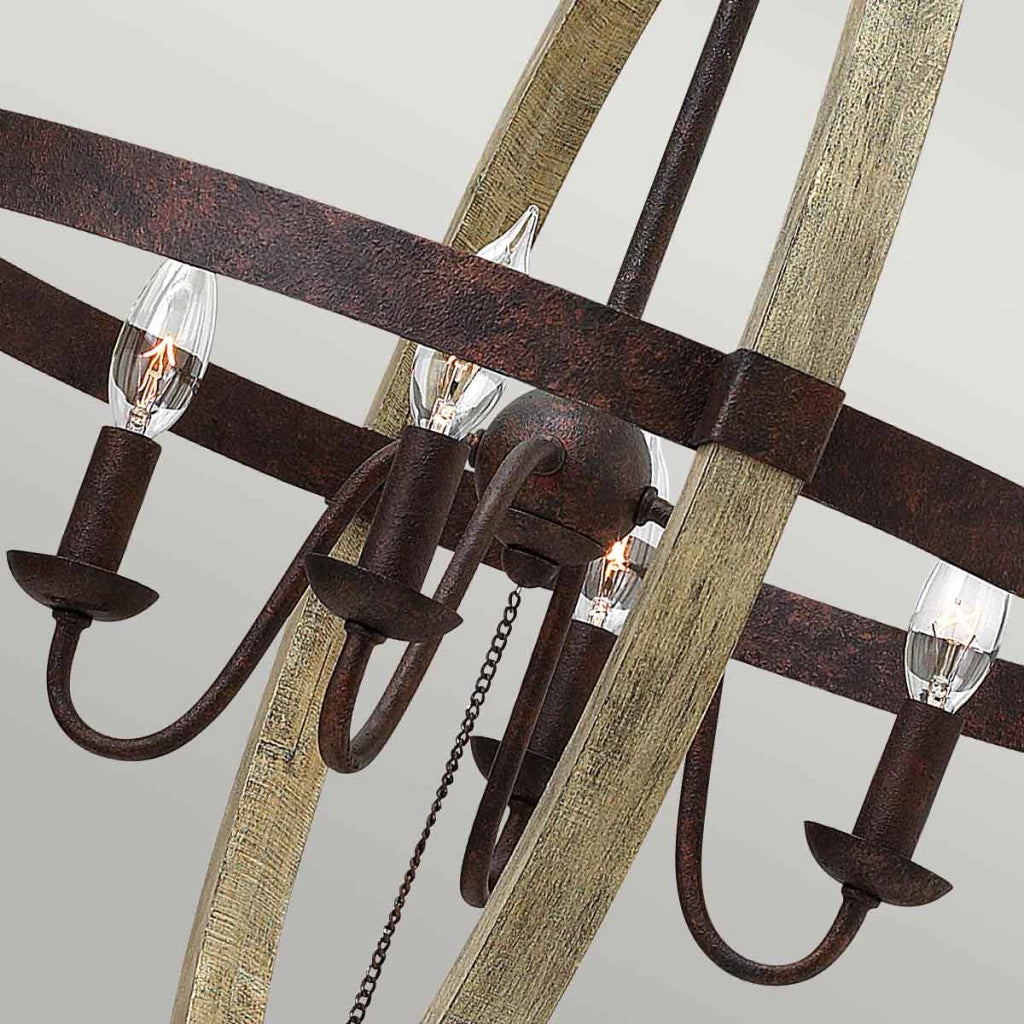 Lampadario Middlefield vintage legno 4xE14 Hinkley