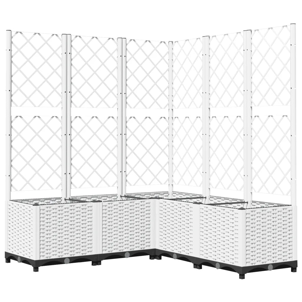 Fioriera da Giardino con Graticcio-Vaso da Esterno-Fioriera con Griglia Bianco 120x120x136 cm PP