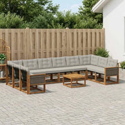 Set di divani da esterno 11 pcs Naturale e Grigio chiaro