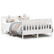 Letto matrimoniale | Letto per adulti | Letto senza Materasso Bianco 150x200 cm Legno Massello di Pino