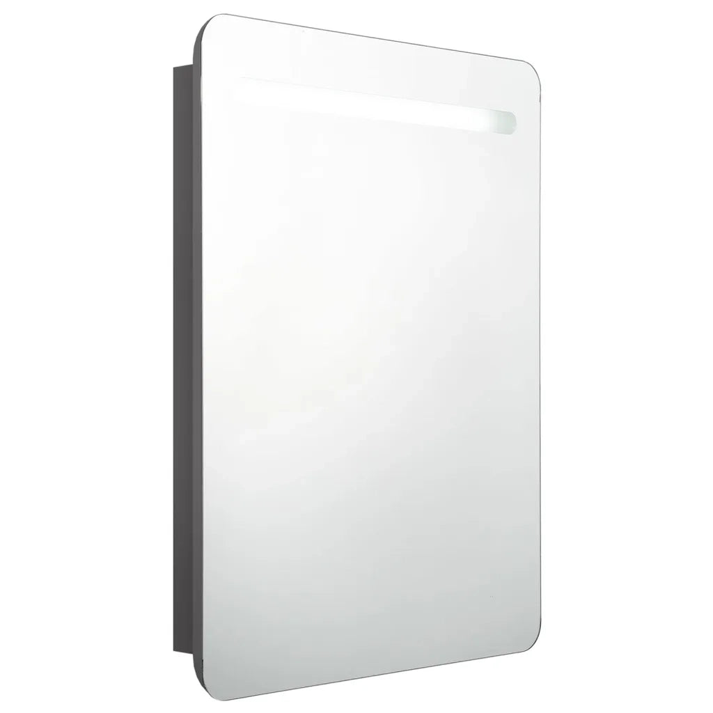 Armadietto Bagno | Armadio da bagno con Specchio e LED Grigio 60x11x80 cm