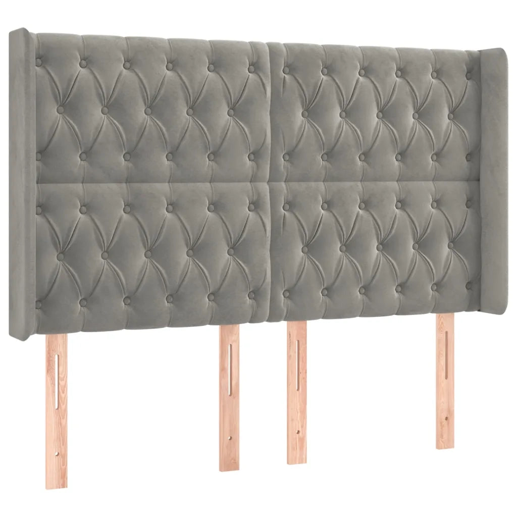 Testiera ad Orecchio Grigio Chiaro 147x16x118/128 cm in Velluto 3119964