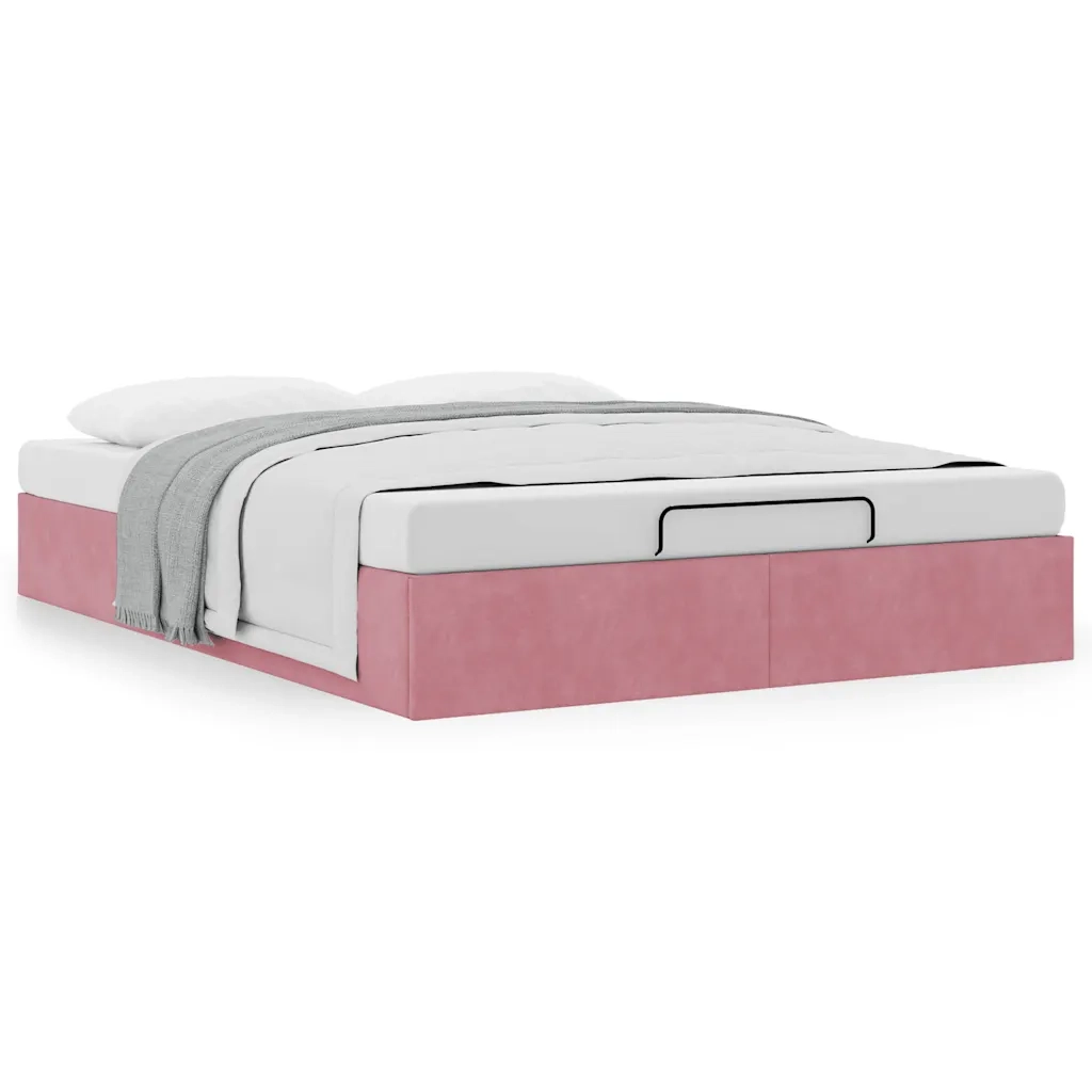 Struttura Letto Pouf senza Materasso Rosa 140x190 cm in Velluto 3310966