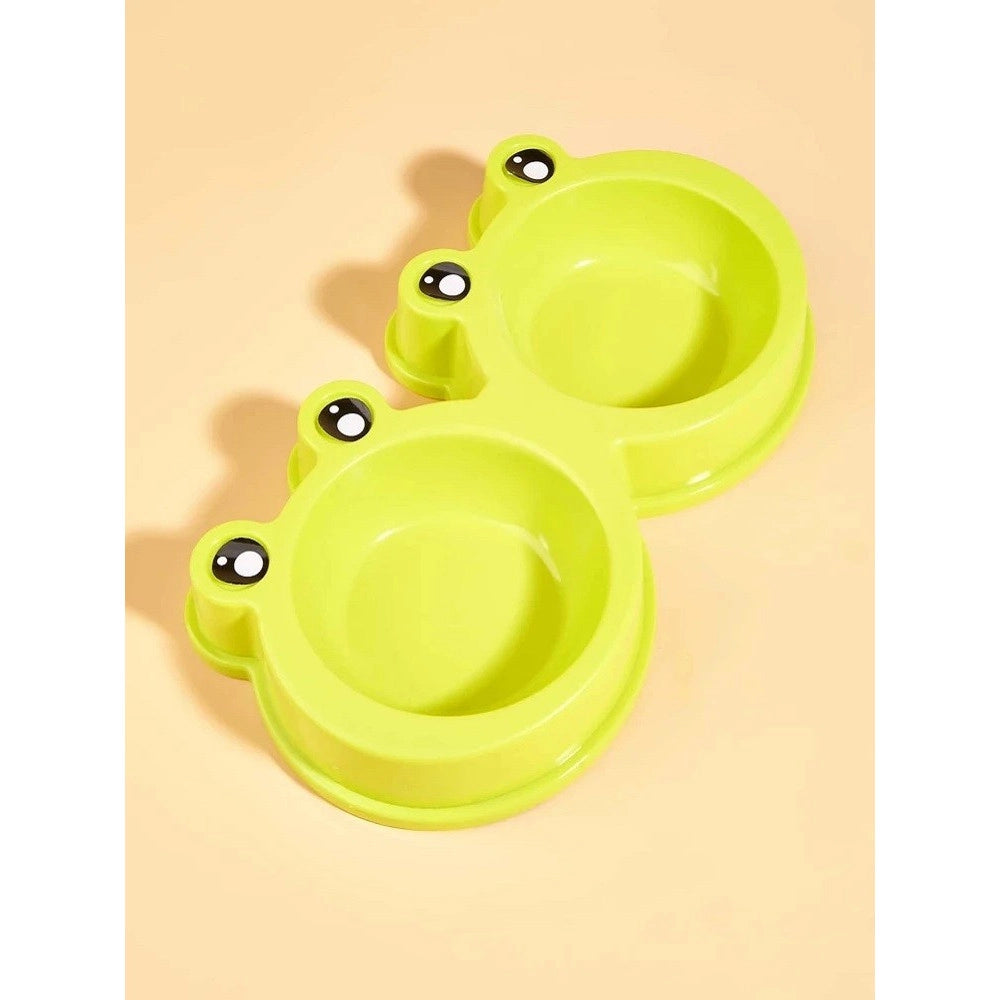 Trade Shop - Ciotola Con Design Rana Per Cane Gatto Animale Domestico Doppio Per Cibo Acqua -