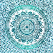 Lacetto XL per spiaggia senza sabbia - con disegno mandala - ideale come pareo, grande asciugamano per spiaggia o lacetto XL per spiaggia - blu turquesa, 135x210 cm