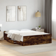 Giroletto con Cassetti Rovere Fumo 135x190 cm Legno Multistrato 3280318