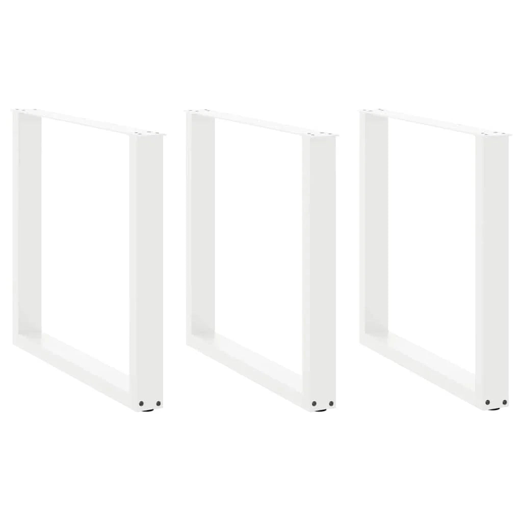 Set di 3 gambe moderne per tavolo da pranzo a forma di U 80 x 73 cm con piedini regolabili acciaio bianco 02_0057445