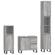 Set Mobili da Bagno | Armadio da bagno 3 pz Grigio Sonoma in Legno Multistrato