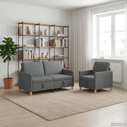 Set di Divani con Storage 2 pz Grigio Scuro Poliestere 3429177