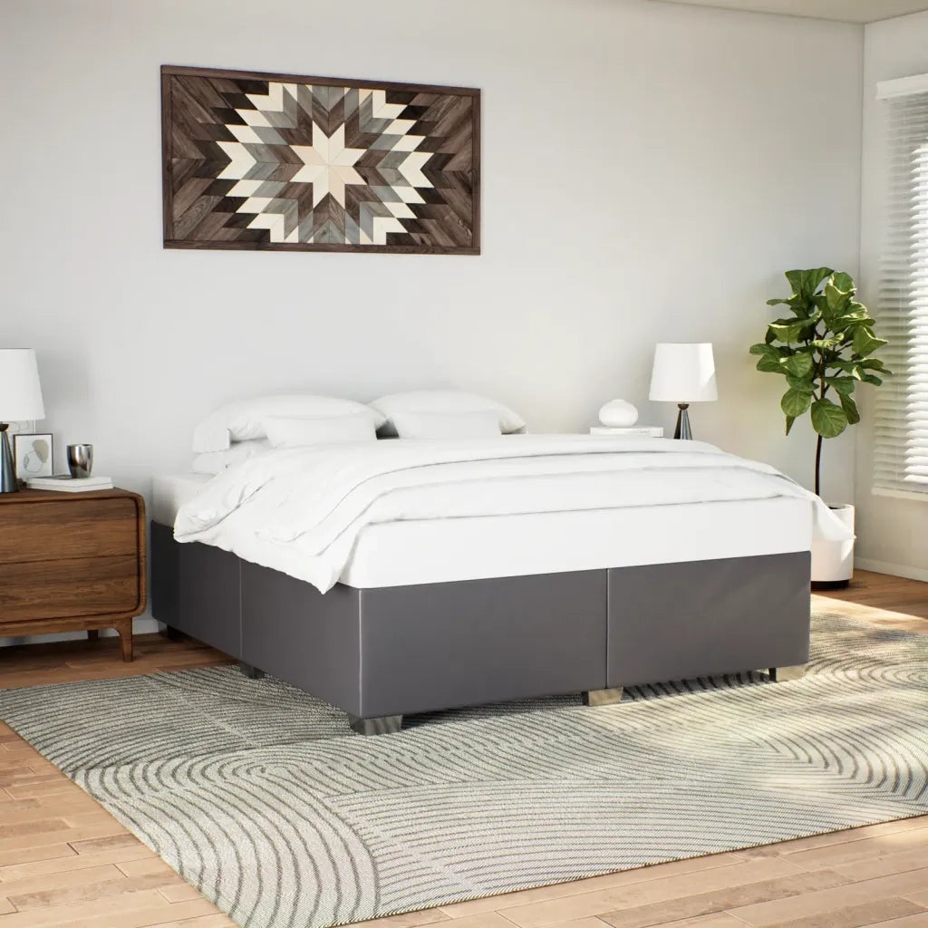 Letto matrimoniale | Letto per adulti | Giroletto Grigio 200x200 cm in Similpelle