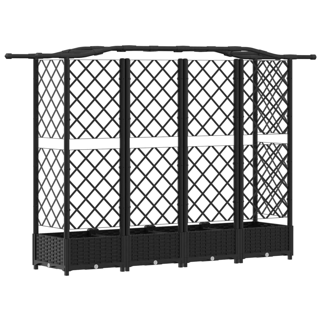 Letto Rialzato con Griglia e Tetto Nero 203,5 x 40 x 125 cm PP 42032535