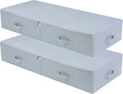 Set di 2 cassetti di archiviazione - 100 x 43 x 18 cm - chiusura a rilascio rapido 3-facciale - cassettiera da sotto letto - armadio - abbigliamento - scarpe - cassetto di archiviazione - pieghevole e ventilato - grigio chiaro