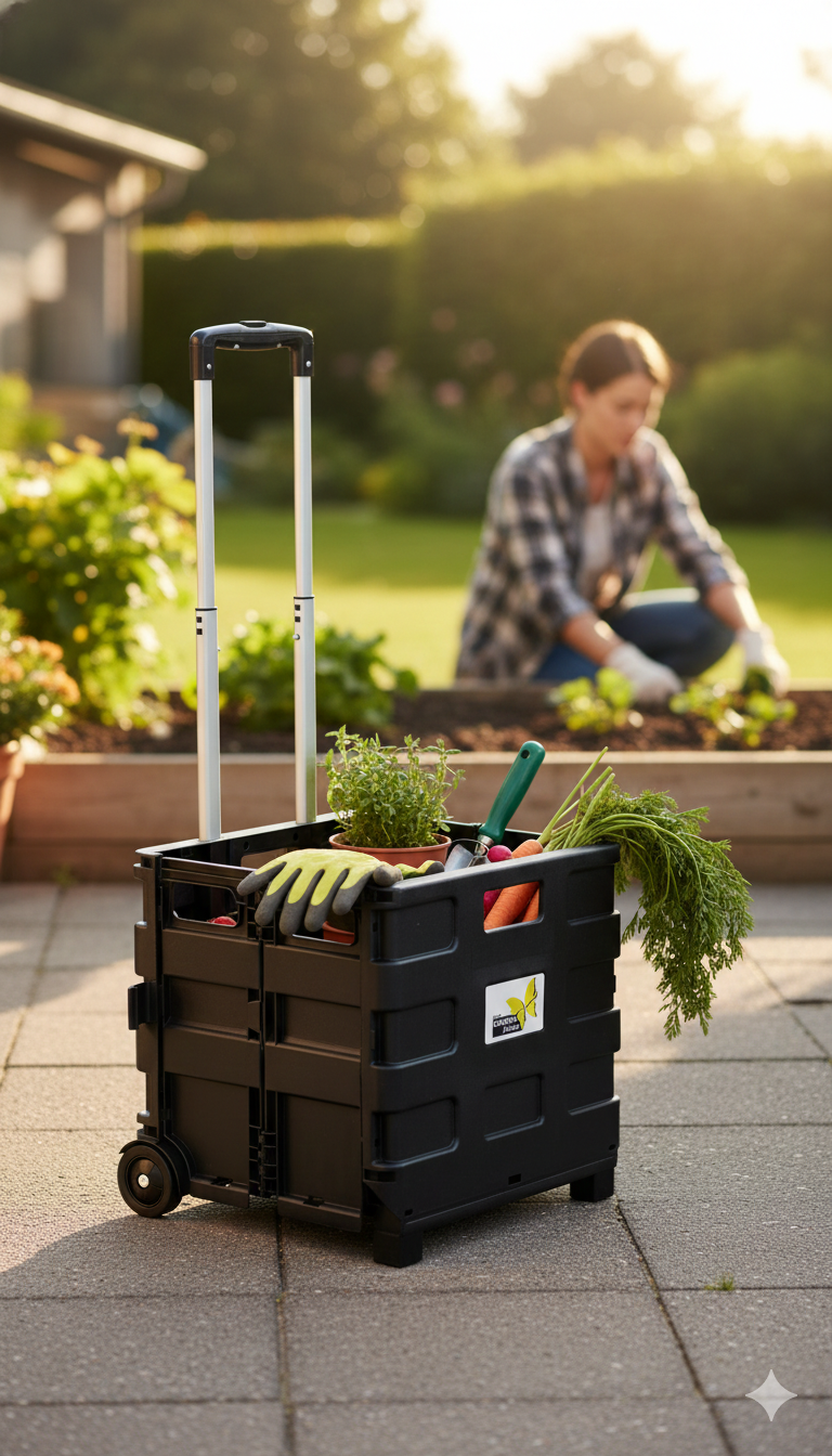 Carrello da Trasporto Pieghevole Max 25 Kg in Alluminio e Plastica Ranieri Nero