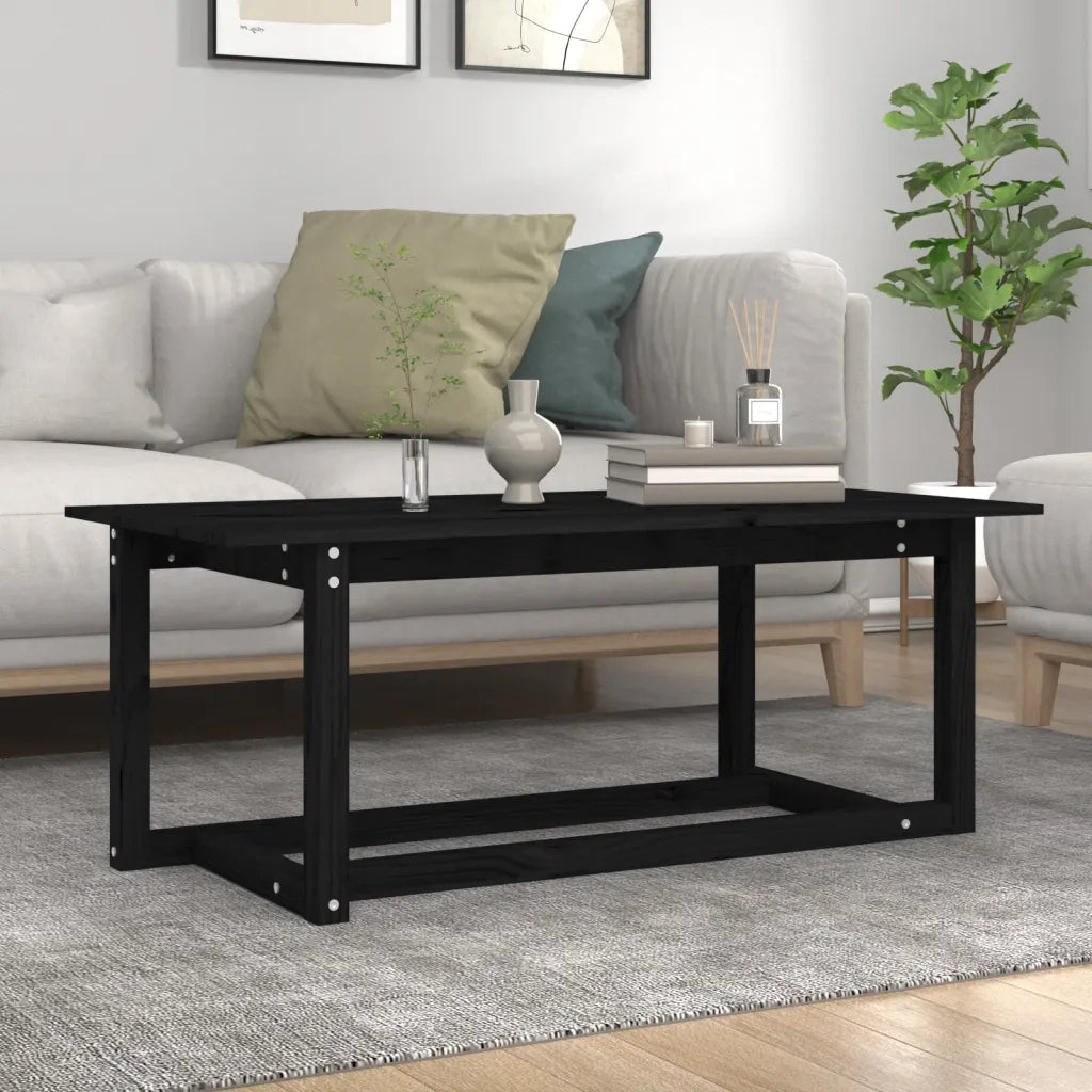 Tavolino da salotto | Tavolino da caff¨¨ | Tavolino da Soggiorno Nero 110x55x45 cm Legno Massello di Pino