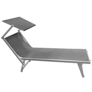 Lettino Bagnino Mare Giardino con Tettuccio in Alluminio Grigio 187 x 60 x 38 cm