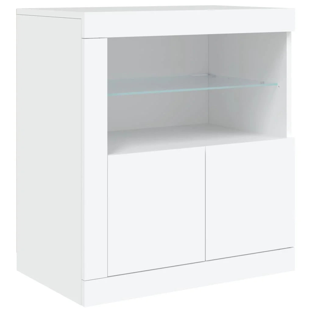Buffet credenza cassettiera armadio mobile contenitore organizer per cucina soggiorno salotto con luci LED 283 x 37 x 67 cm bianco 02_0029847