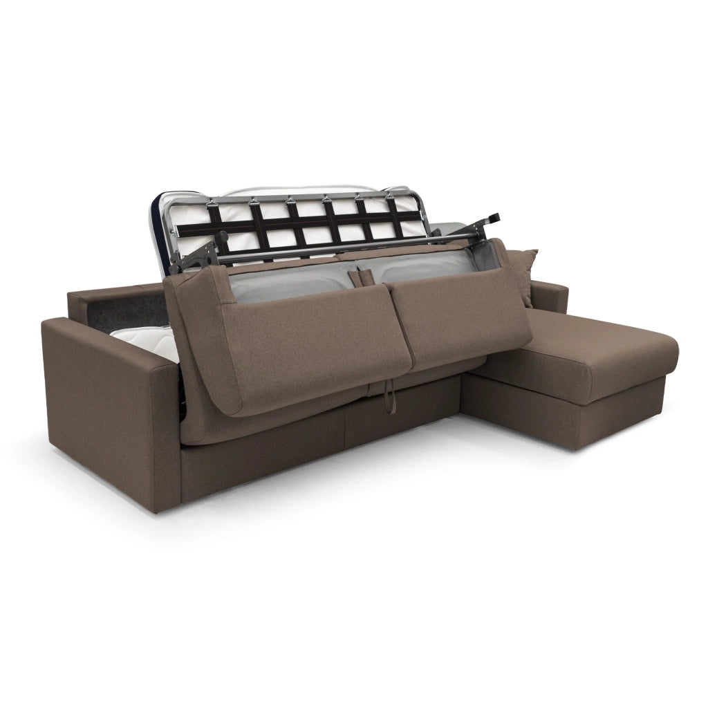 Chris Divano letto angolare 5 posti in tessuto impermeabile T13 248 cm Destro (mat. 120x197) marrone