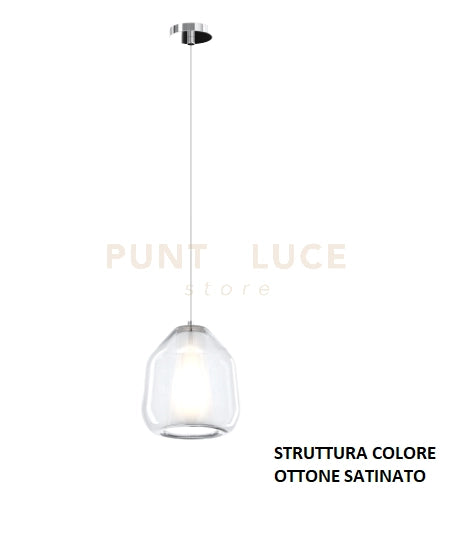 SOSPENSIONE OTTONE SAT. 1 LUCE VETRO BETA TRASPARENTE 1176OS-S1 BETA-TR