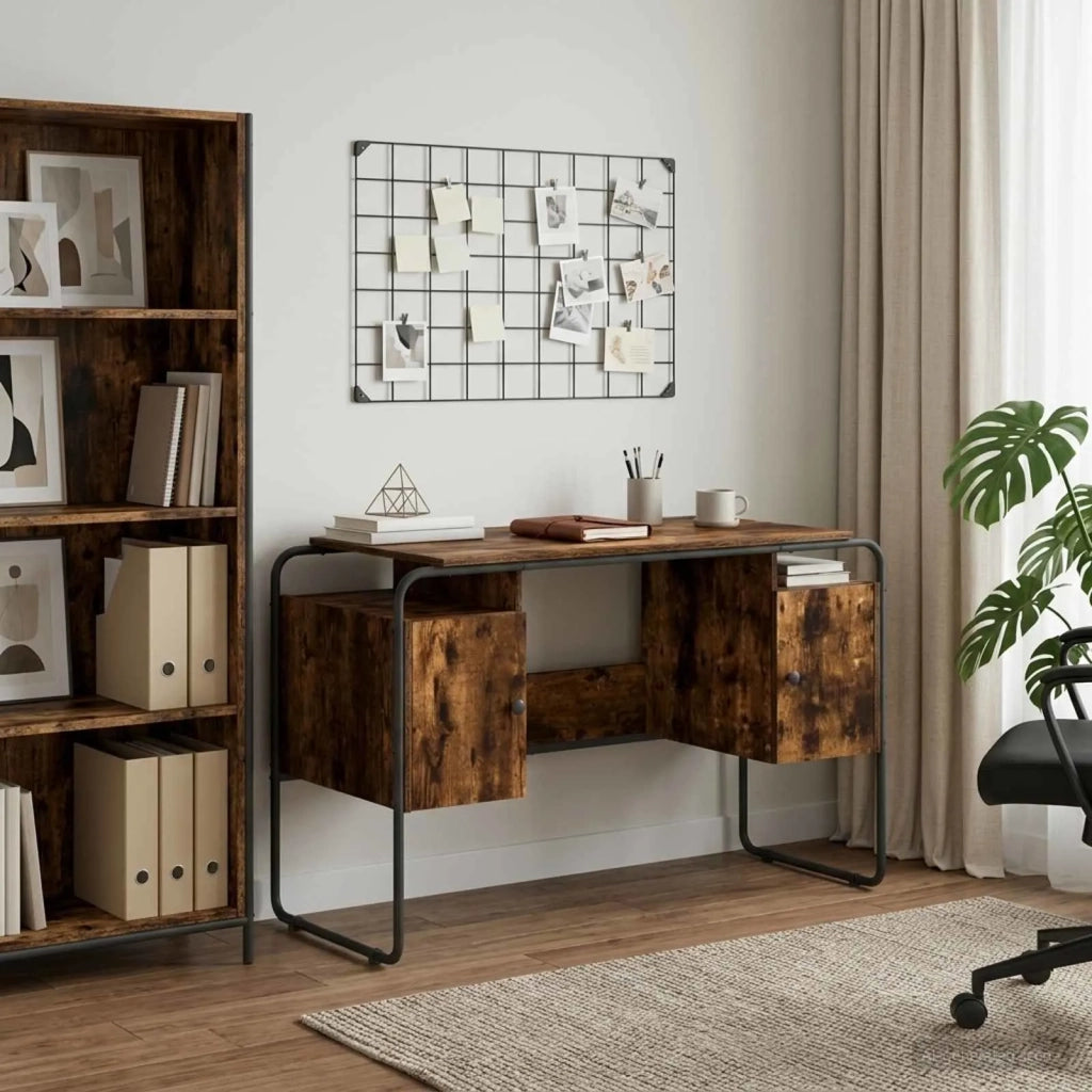 Scrivania con Spazio di Archiviazione Rovere Fumo 8008040