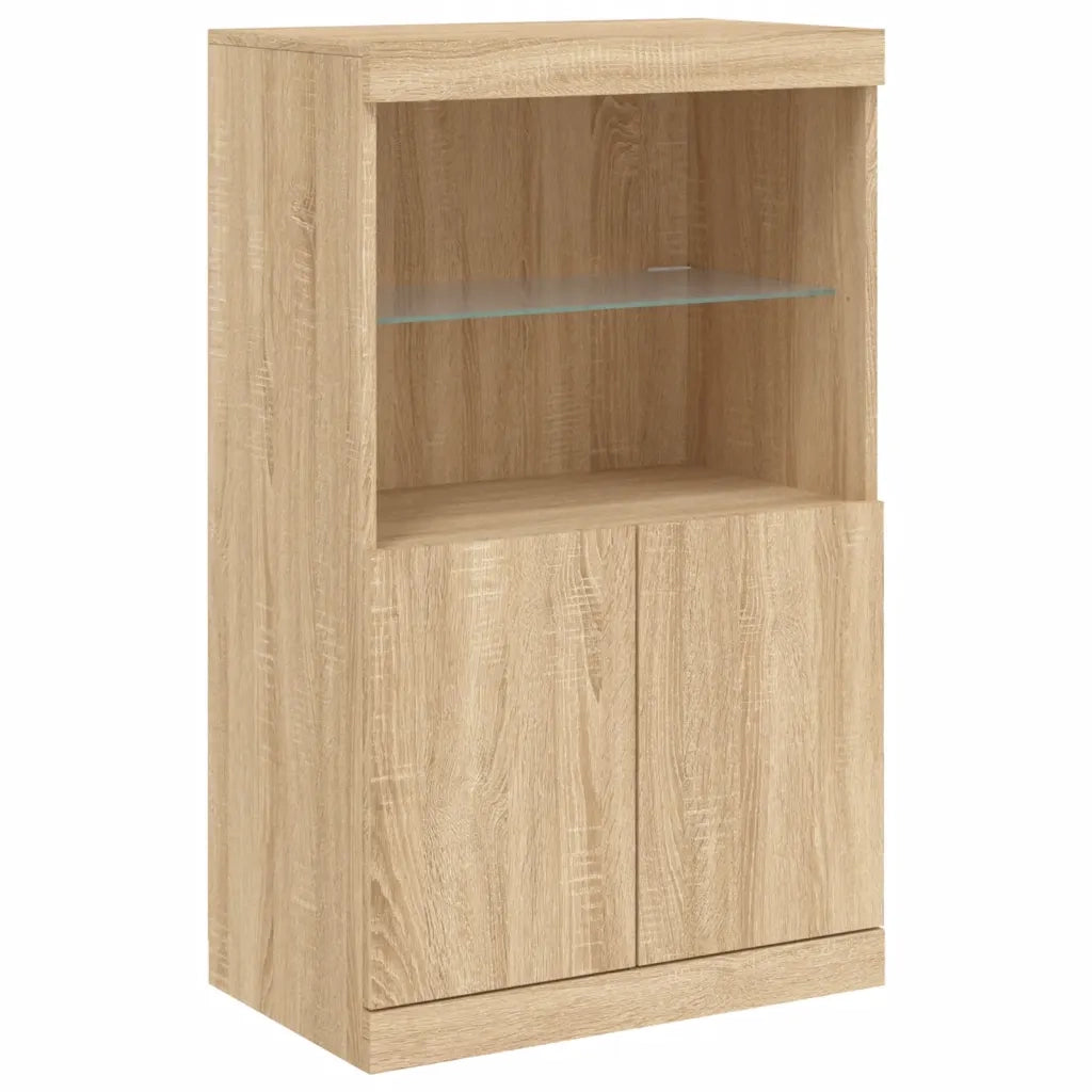 Credenze con Luci LED 3 pz Rovere Sonoma in Legno Multistrato 3209109