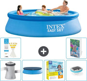 Piscina Rond Opblaasbar Easy Set - 305 x 76 cm - Blu - Inclusa Pomp Copertura - Kit Manutenzione - Illuminazione - 7 pezzi