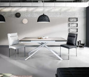 Tavolo big table piano vetro ceramica effetto marmo bianco misura l.160 p.90 h.76(aperto 240 cm)