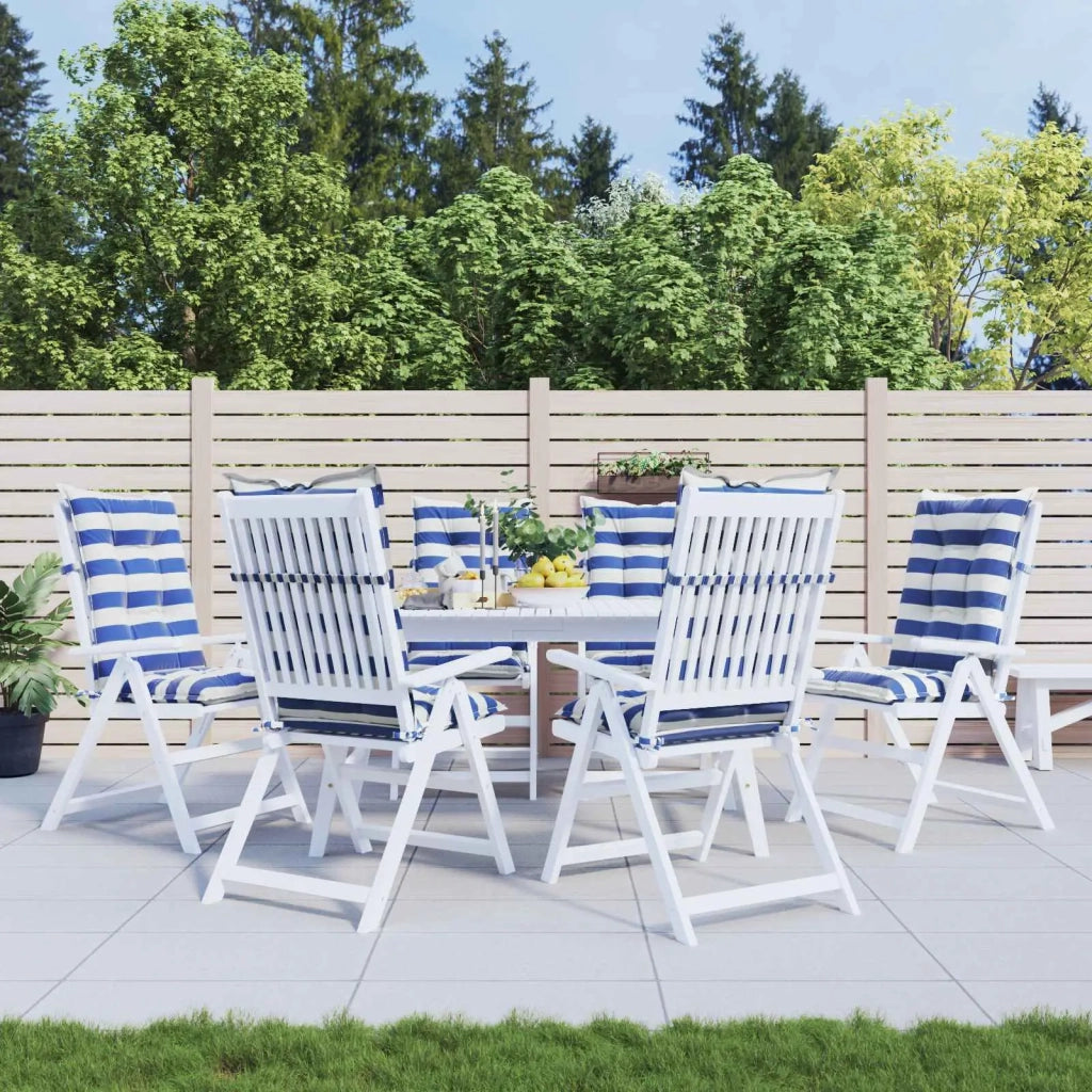 Cuscino da Esterno 6 pcs Blu e Bianco 120 x 50 x 7 cm Tessuto 42040529