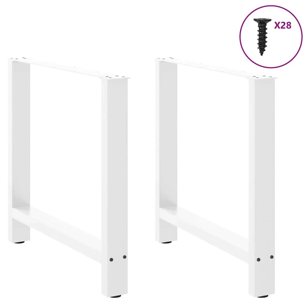 Set di 2 gambe per tavolo da pranzo in acciaio 70 x 72-73 cm design moderno con piedini regolabili bianco 02_0057549