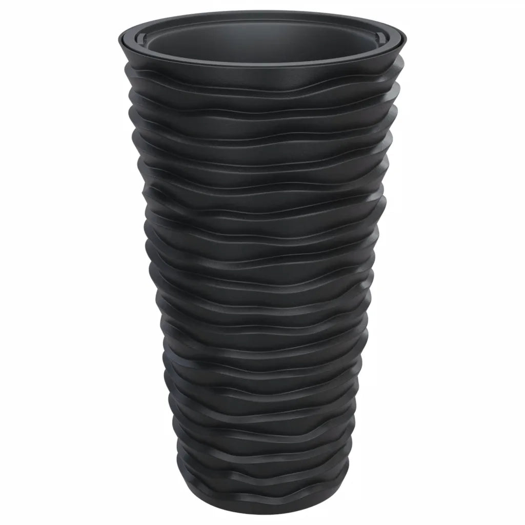 Fioriera | Cassetta per fiori | Vaso con Interno Rimovibile Antracite 8/22 L PP Scanalato