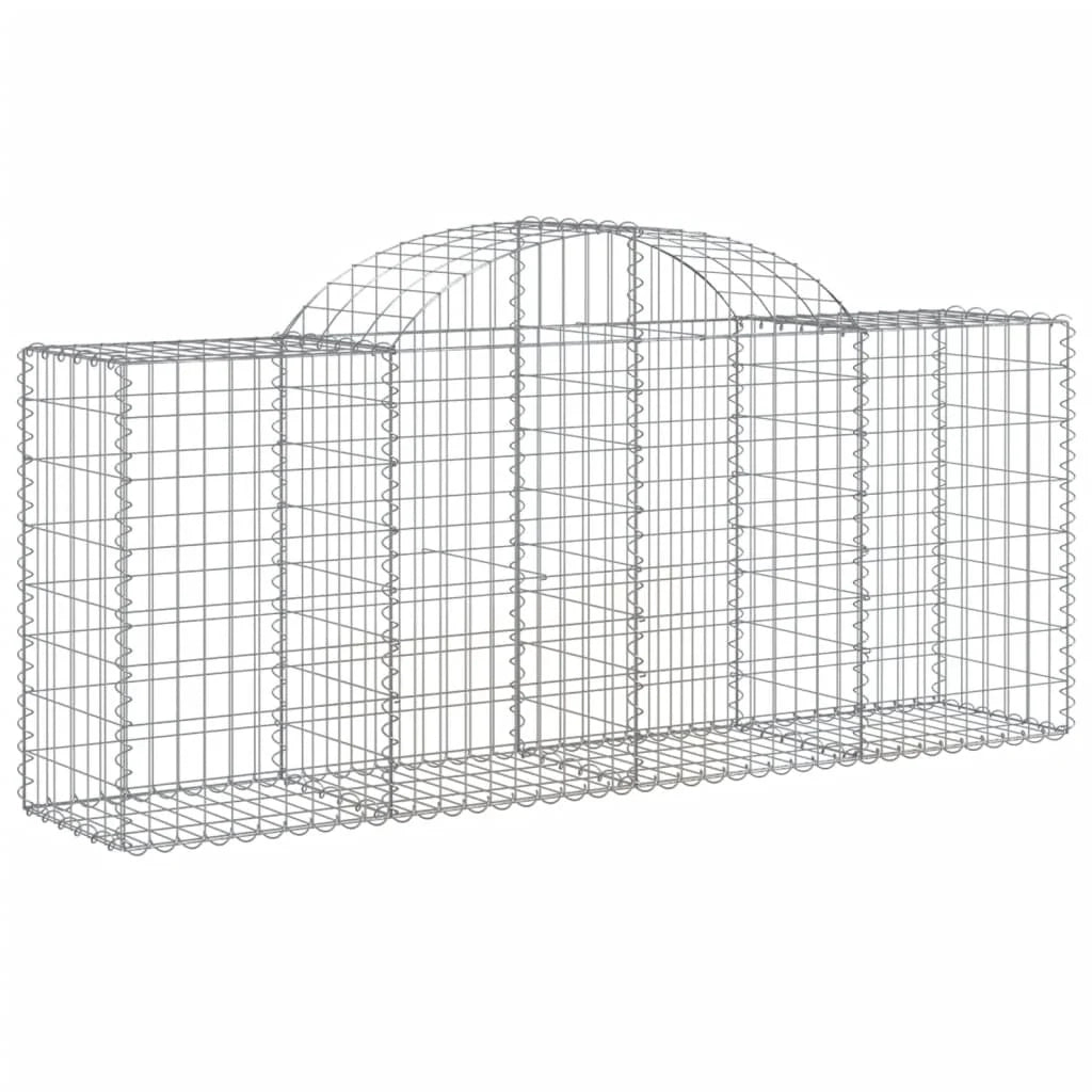 Cestini gabbioni recinzione a gabbia muro di contenimento ad arco 50 pezzi 200 x 50 x 80/100 cm ferro zincato argento 02_0040977