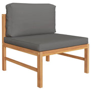 Set Divani Giardino 3 pz Cuscini Grigio Scuro in Legno di Teak 316115