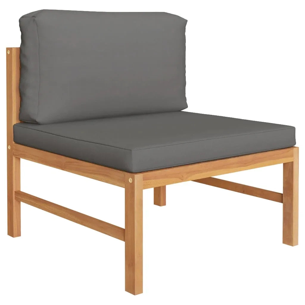 Set Divani Giardino 3 pz Cuscini Grigio Scuro in Legno di Teak 316115