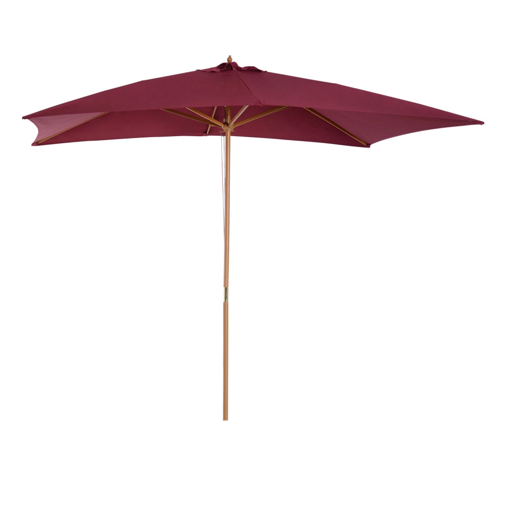Ombrellone 2x3 m da Giardino Impermeabile a 8 Stecche, in Legno e Bamb¨´, Bordeaux