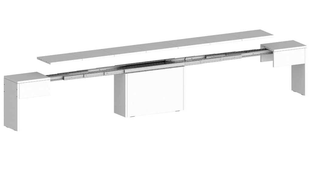 Set 2 Panche Allungabili 66/290x25x45 cm Pratika Singola A e B Bianco Lucido